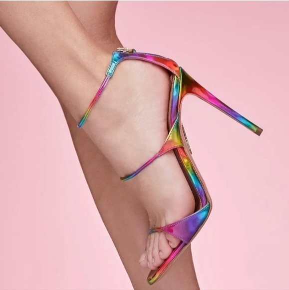 AQUAZZURA Minute 105 Disco Rainbow Leather Sandal - Picture 16 of 16